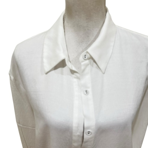 Princess Polly white oversized button down rayon shirt size 6 - Picture 4 of 9
